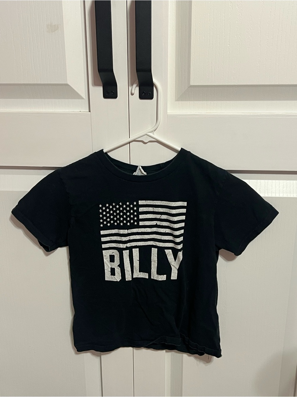 Port and Company Black Kids' Graphic Tee with White Flag and BILLY Print